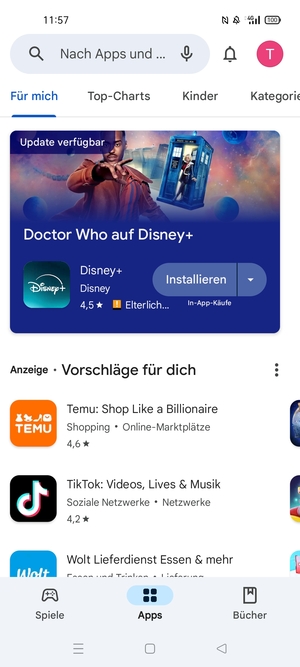 Wählen Sie die Suchleiste