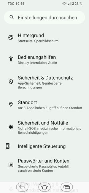 Scrollen Sie und wählen Sie Standort