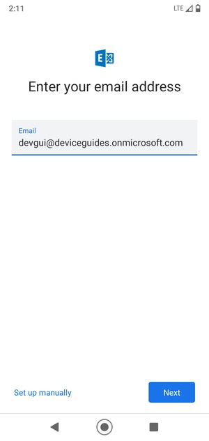 Enter your Email address and  select Set up manually