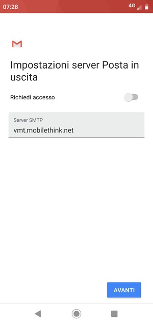 Disattiva Richiedi accesso e seleziona AVANTI