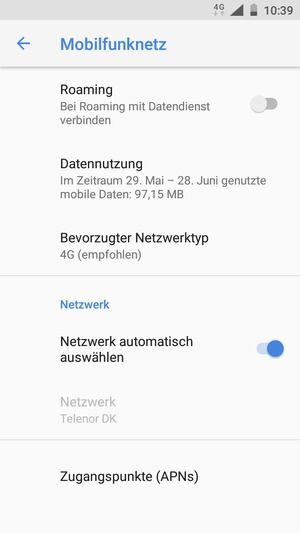 Schalten Sie Netzwerk automatisch auswählen aus