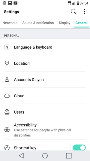 Select Accounts & sync