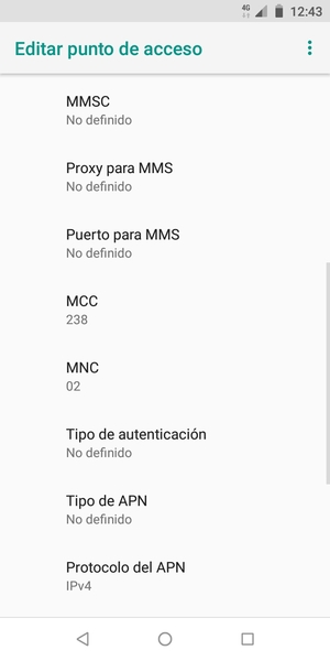 Desplácese hacia abajo e introduzca la información MMS