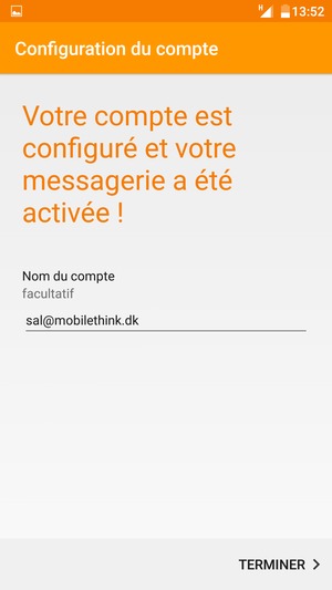 Donnez un nom à votre compte et sélectionnez TERMINER