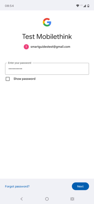 Enter your password and select Next