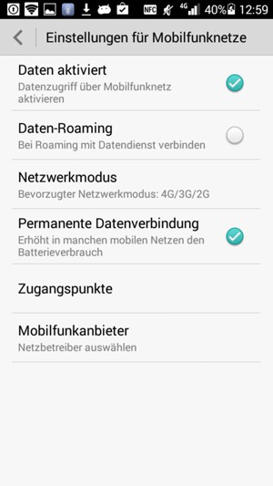 Wählen Sie Netzwerkmodus