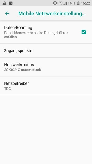 Schalten Sie Data roaming an oder aus