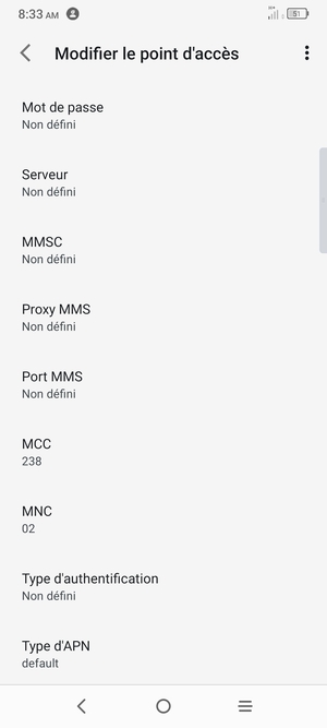Faites défiler vers le bas et saisissez les informations MMS