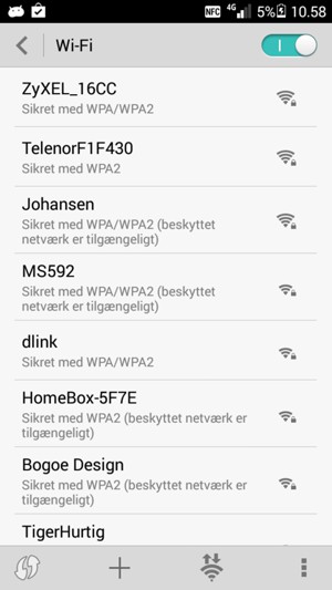 Vælg det trådløse netværk, du ønsker at oprette forbindelse til