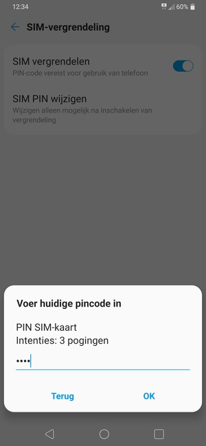 Voer uw Huidige pincode in en selecteer OK