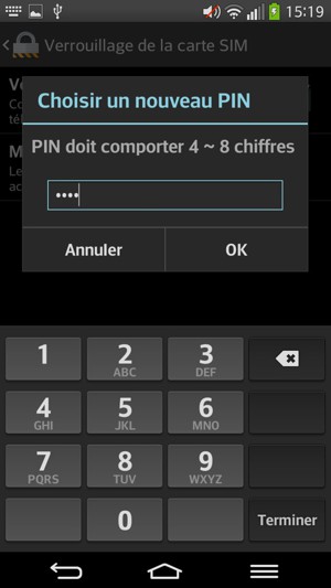 Saisissez le nouveau code PIN de votre carte SIM et sélectionnez OK