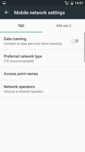 Select Public and  Access point names
