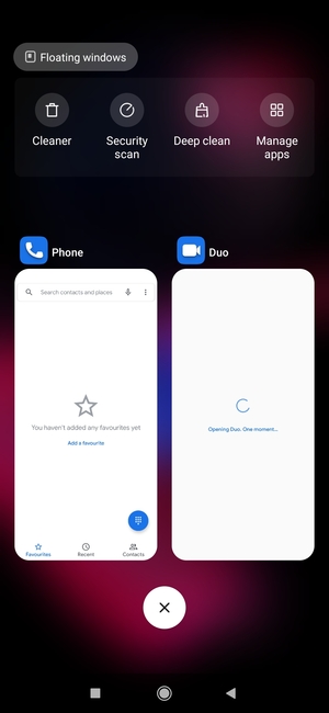 Select the Delete icon to close all running apps