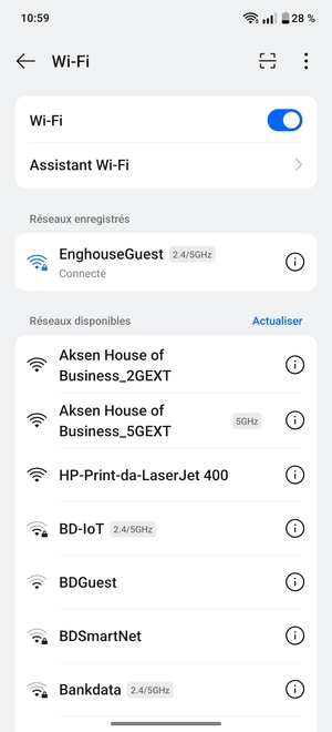 Vous êtes maintenant connecté au réseau Wi-Fi