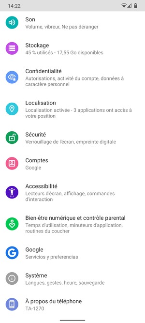 Faites défiler et sélectionnez Comptes