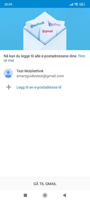 Velg GÅ TIL GMAIL