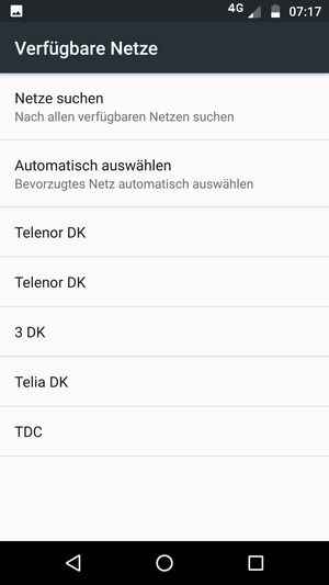 Wählen Sie einen Netzbetreiber von der Liste