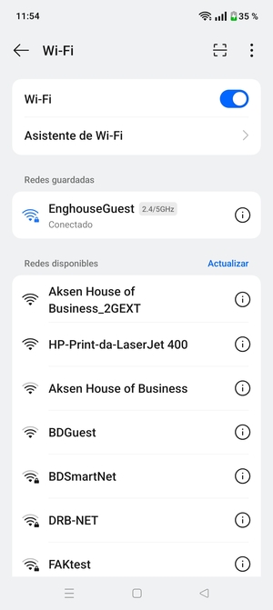 Ahora está conectado a la red Wi-Fi