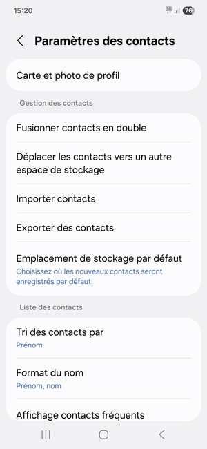 Sélectionnez Importer contacts