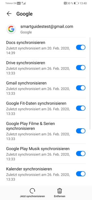 Wählen Sie Jetzt synchronisieren