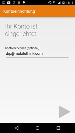 Geben Sie Ihrem Konto einen Namen und wählen Sie WEITER