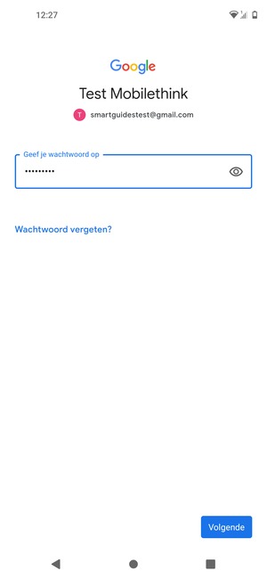 Voer uw wachtwoord in en selecteer Volgende