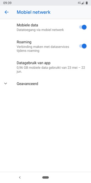 Schakel Roaming in of uit