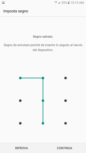 Disegna una sequenza di sblocco e seleziona CONTINUA