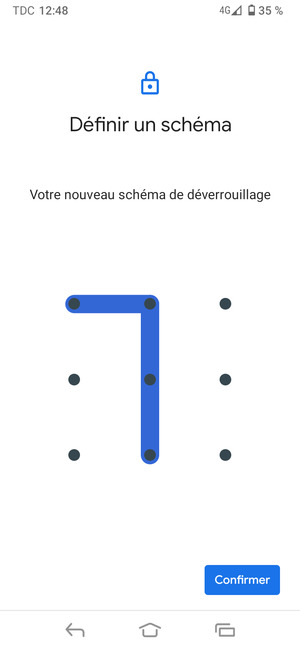 Dessinez de nouveau le schéma de déverrouillage et sélectionnez Confirmer