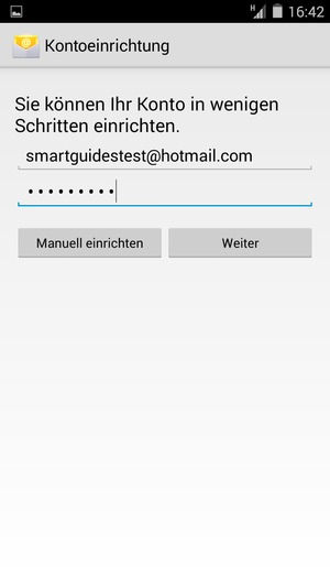 Geben Sie Ihre Gmail oder Hotmail Adresse und Ihr Passwort ein. Wählen Sie Weiter