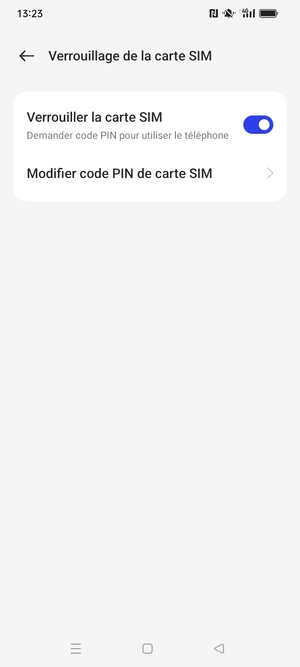 Sélectionnez Modifier code PIN de carte SIM