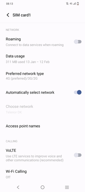 Scroll to and select Access point names