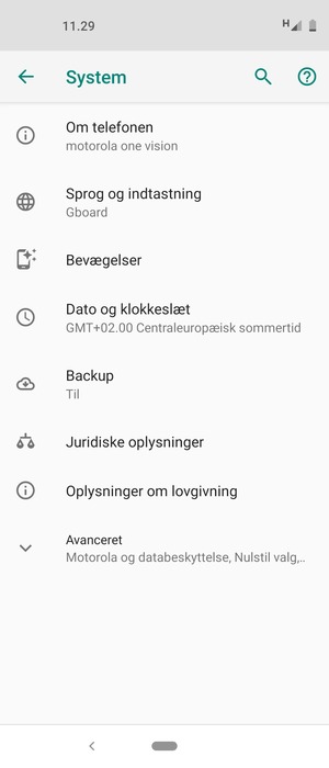 Vælg Avanceret