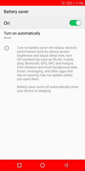 Turn on Battery saver