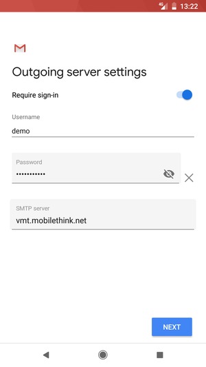 Enter Outgoing server address
