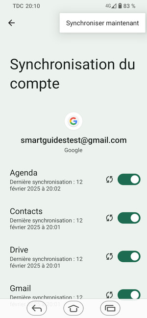 Sélectionnez Synchroniser maintenant