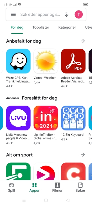 Velg søkefelt
