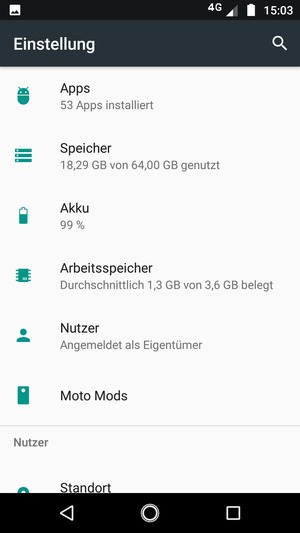 Scrollen Sie und wählen Sie Akku