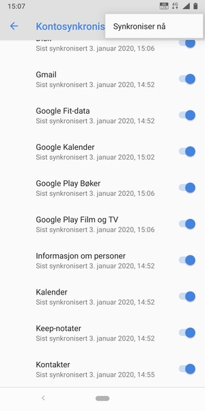 Velg Synkroniser nå