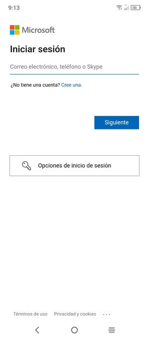 Introduzca su Dirección de correo electrónico y seleccione Siguiente