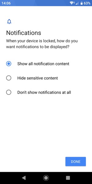 Select your preferred option and select DONE