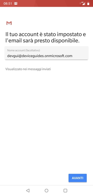 Scegli un nome per il tuo account e seleziona AVANTI