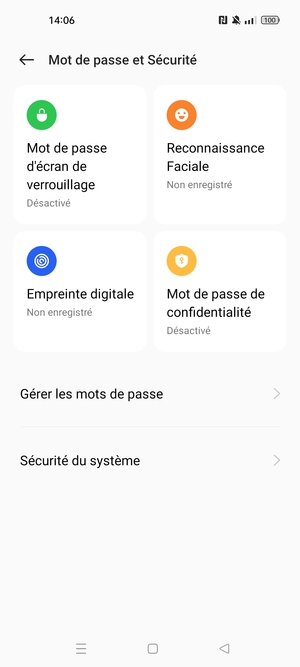 Selectionnez Sécurité du système
