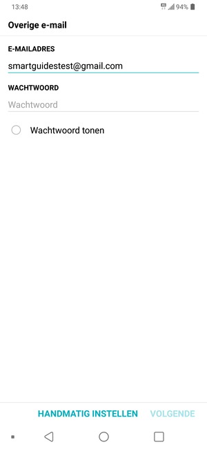 Voer uw Gmail adres in en selecteer WACHTWOORD