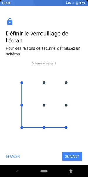 Dessinez un motif de déverrouillage et sélectionnez SUIVANT