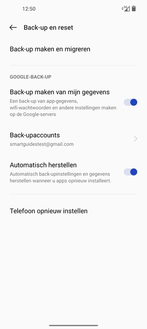 Selecteer Back-upaccounts