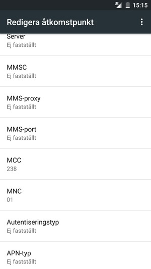 Scrolla ner och ange MMS-information