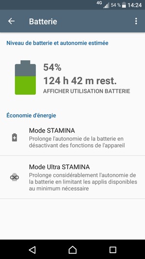 Pour activer Mode Ultra STAMINA, sélectionnez Mode Ultra STAMINA