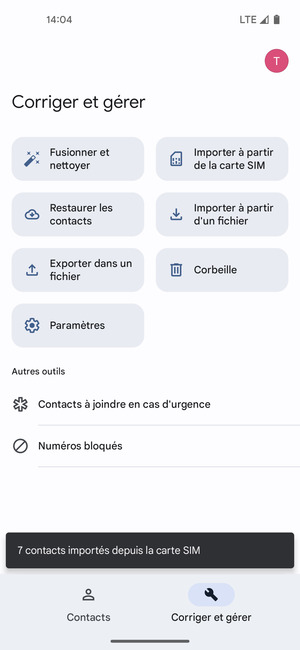 Vos contacts vont être enregistrés sur votre compte Google et dans votre téléphone lors de la prochaine synchronisation de Google.