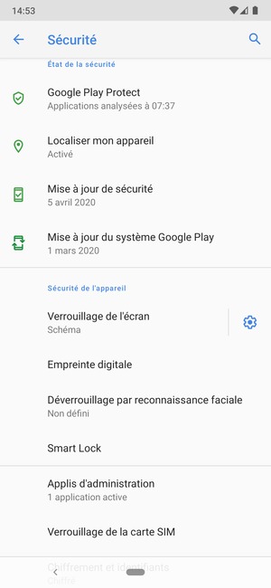 Sélectionnez Verrouillage de la carte SIM